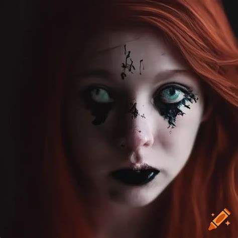 Red Haired Cute Girl As An Eldritch Being With Black Tendrils Around