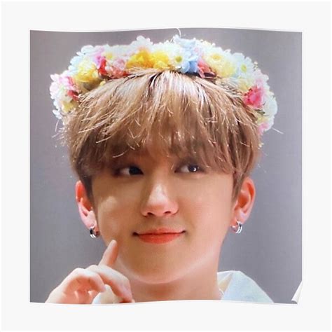 Changbin Seo Stray Kids Cute Ver Flowers Photo Poster By Michiyo