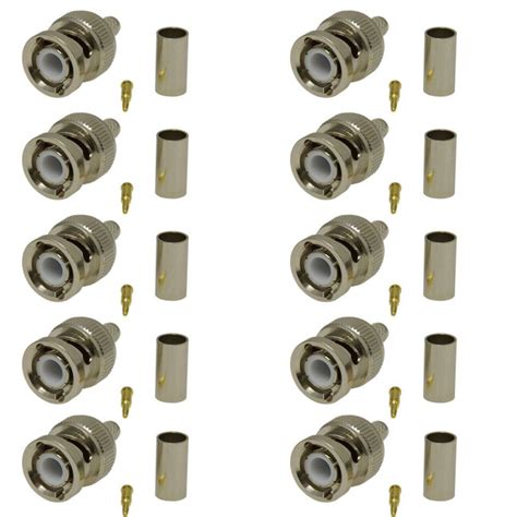 Pack Of 10 BNC Male Crimp Connector CLF200 Wifi Antennas Co Uk