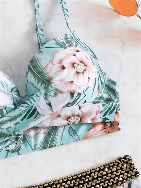 Women S Normal Swimwear Bikini Shorts Swimsuit 2 Piece Printing Beach Wear Push Up Floral