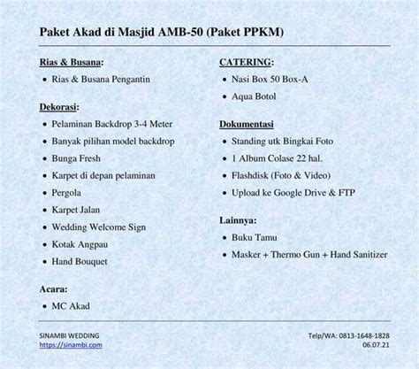 paket akad nikah  masjid harga termurah sinambi wedding