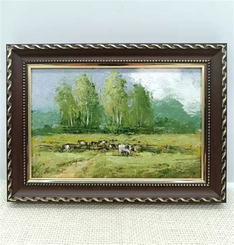 ORIGINAL OIL PAINTING Framed Landscape Art Rural Landscape Summer