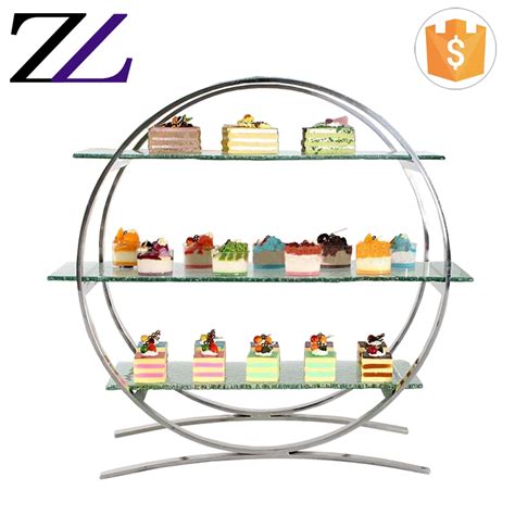 Ceramic Buffet Stand Afternoon Tea Stand Stainless Steel 3 Tier Food Display For Wedding Cake