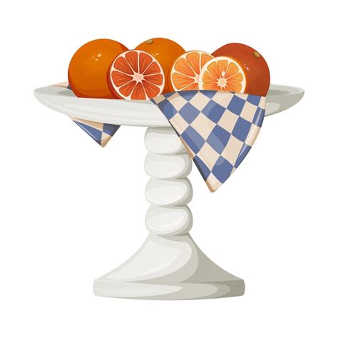 Premium Vector Oranges On A Stand With A Towel Seasonal Fruit Vector