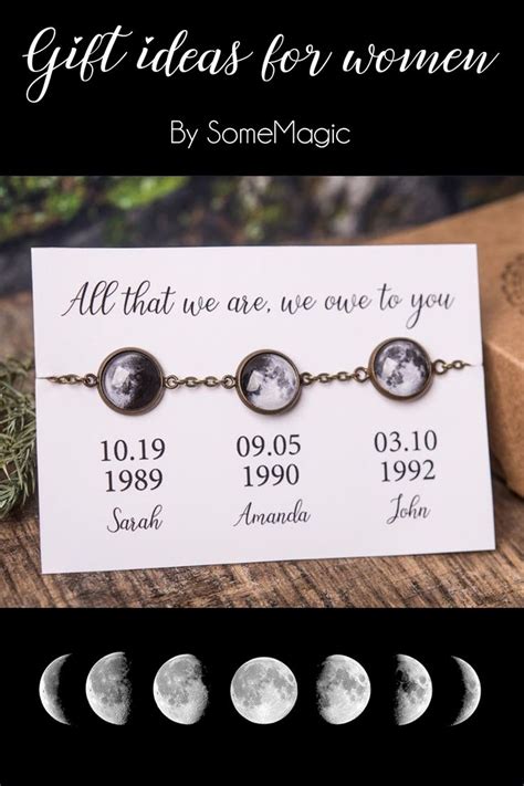 Personalize Gift Custom Moon Phase Bracelet Custom Birth Etsy Moon