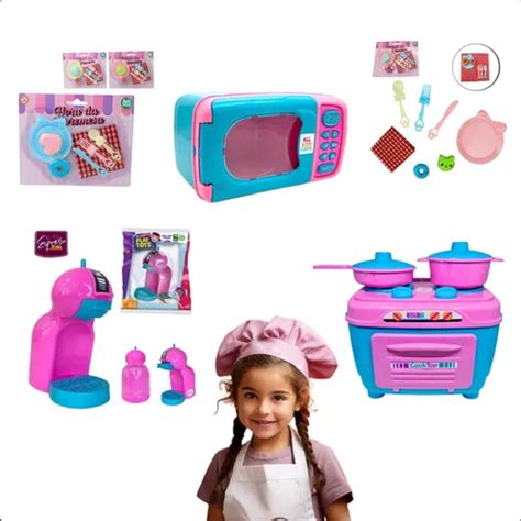 Kit Cozinha Infantil Brinquedo Fogão Cafeteira Microndas Frete grátis