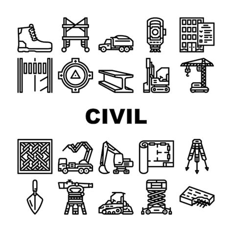 Premium Vector Civil Engineer Construction Icons Set Vector Industry