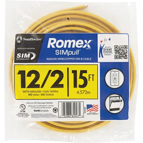 Romex 15 Ft. 12/2 Solid Yellow NMW/G Electrical Wire | Do it Best