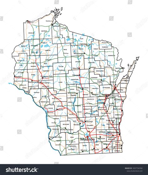 Wisconsin Road Highway Map Vector Illustration Stock Vector (Royalty ...