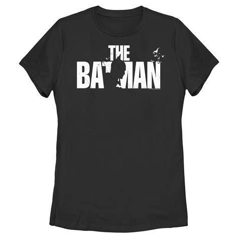 Womens The Batman Black And White Silhouette Graphic Tee Black Medium