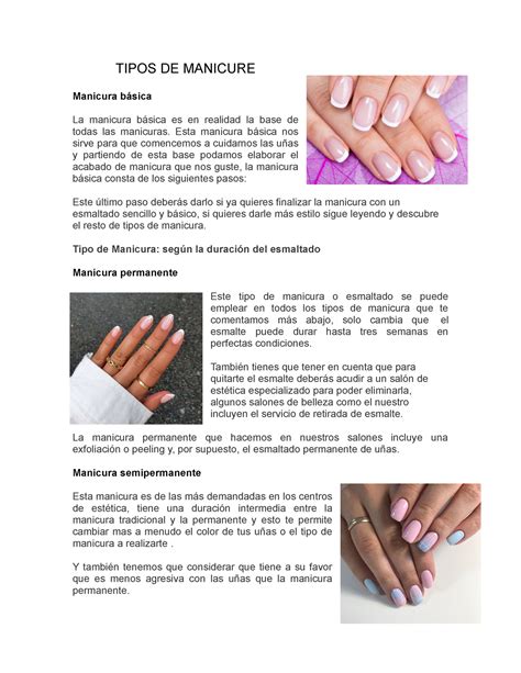 Tipos DE Manicure TIPOS DE MANICURE Manicura básica La manicura