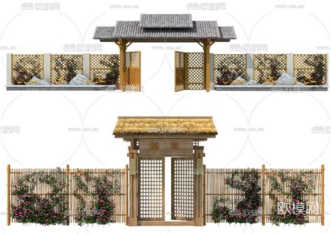 中式农家乐庭院大门入口3d模型下载id102051623dmax免费模型 欧模网