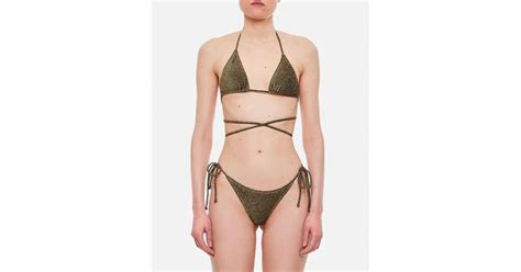 Reina Olga Miami Lurex Bikini Set In Natural Lyst