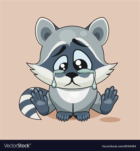 Sad Raccoon Cub Crying Royalty Free Vector Image