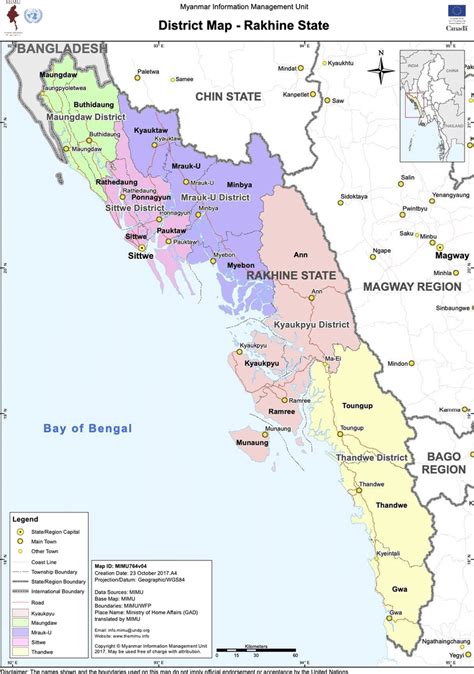 Map of townships in Rakhine state, Myanmar. Source: Myanmar: District ...