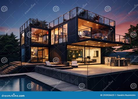 Modern Luxury House Made of Sea Containers. Generative AI Stock ...