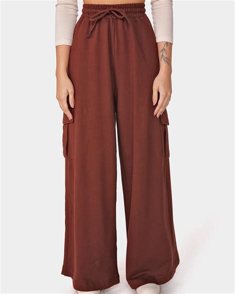 Riachuelo Calça de Moletom Feminina Wide Leg sem Felpa Bolso Cargo