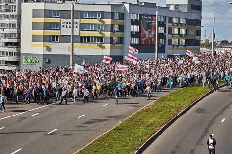 Minsk Bielorrusia 20 De Septiembre De 2020 Protestas Masivas Contra