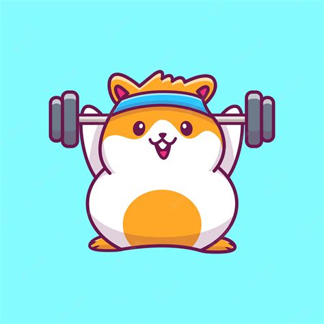 Premium Vector Cute Hamster Gym Fitness Icon Illustration Hamster