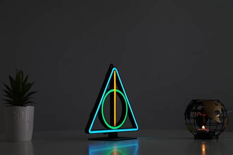 Harry Potter Neon Led Deathly Hallows Lamp Hp Light Wall Decor Etsy