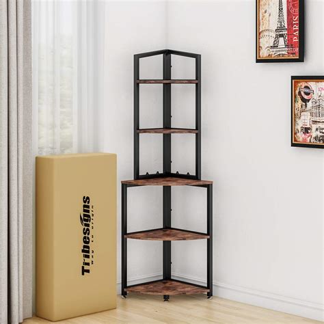 Tribesigns 5 Tier Corner Shelf 60 Inch Corner Bookshelf Small Bookcase