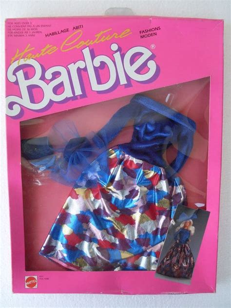 1987 Barbie Haute Couture Fashions 4512 Satin Royal Blue And Multi