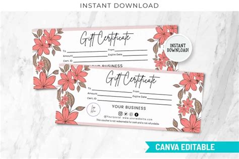 Floral Gift Certificate Template | SnapyBiz