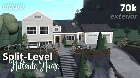 Split Level Hillside Home 70k Exterior Bloxburg Speed Build Youtube