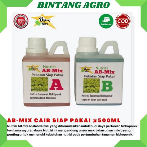 Jual Nutrisi Ab Mix Liter Pekatan Ml Tanaman Sayuran Daun Dan Buah