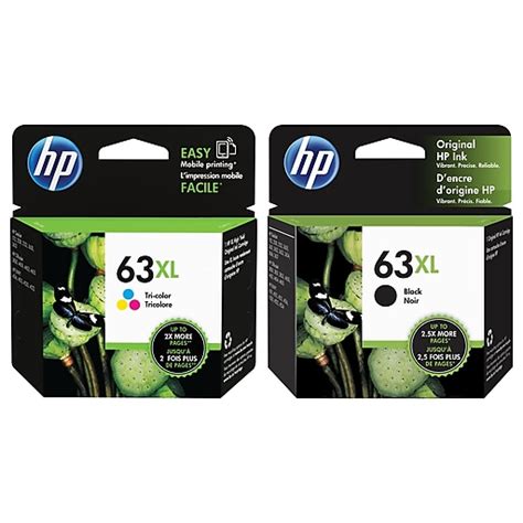 Hp 63 Xl Black Xl High Yield Tri Color Ink Cartridge 2 Pack Lor46anxl Vb At Staples