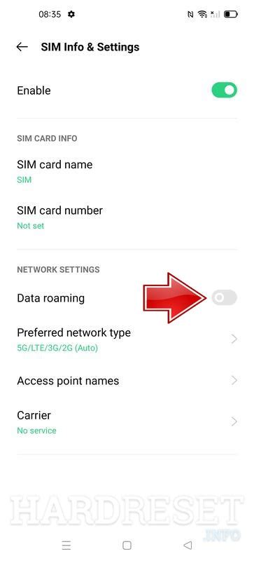 Cómo activar y desactivar la itinerancia de datos en OPPO A74 5G