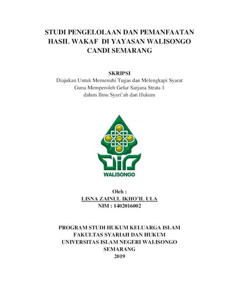 PDF STUDI PENGELOLAAN DAN PEMANFAATAN HASIL WAKAF DI Eprints