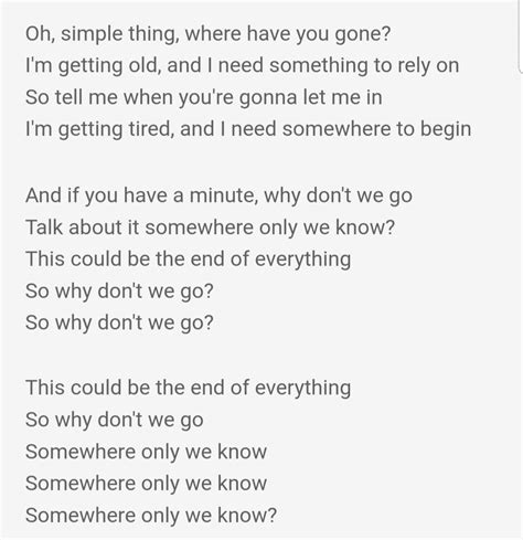 Somewhere Only We Know Lyrics