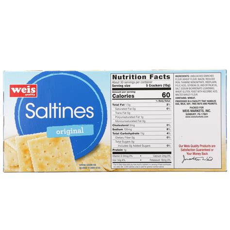 Saltine Crackers Nutrition Label