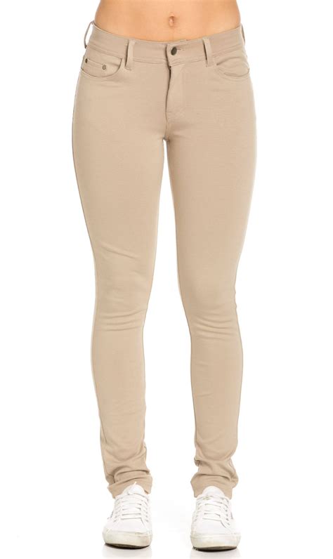 Classic Stretch Knit Skinny School Pants In Khaki Plus Sizes Available S 3xl Girls Khaki