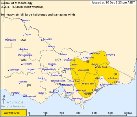 Vic Severe Thunderstorm Warning Large Hail Damaging Winds Heavy Rain