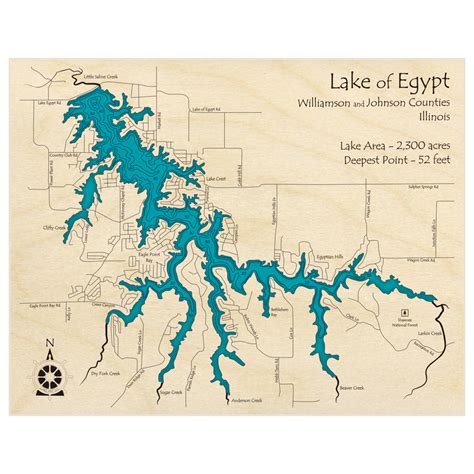 Lake of Egypt 3D Custom Wood Map – Lake Art LLC