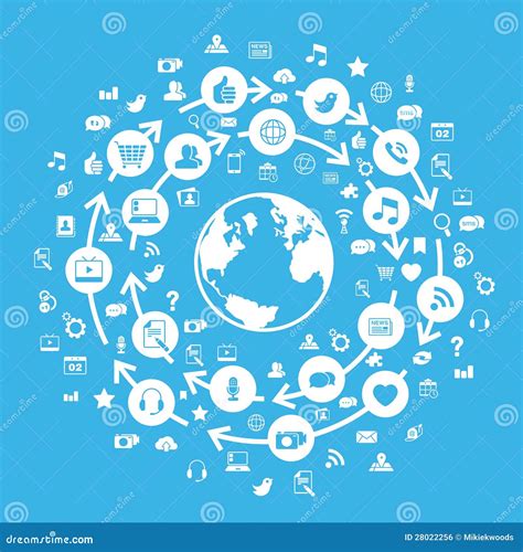 Internet Social Media Globe Blue Stock Illustration - Illustration of