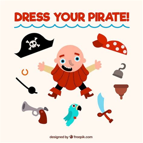 Free Vector Pirate With Accessories In Flat Design