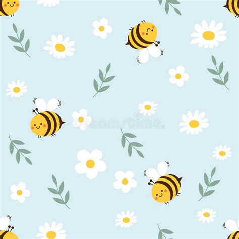 Background with Cute Bee Cartoon Stock Vector - Illustration of ...