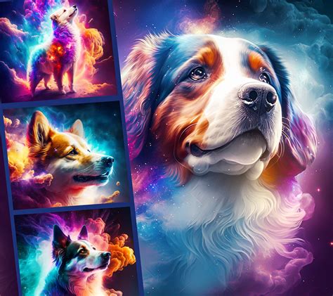 Space Dogs Animals in Space Galaxy Cosmic Cute Dog Digital Art Fantasy ...