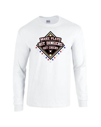 Epic Hit Dingers Long Sleeve Cotton Graphic T Shirts Baseball