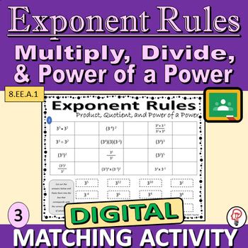 Multiply And Divide Exponents And Power Of A Power Digital Matching