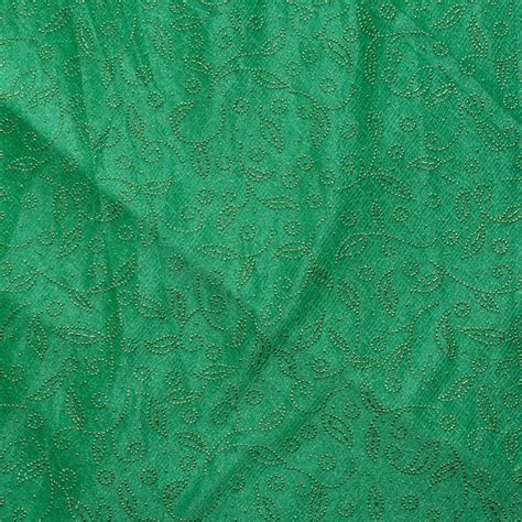 Buy Golden and Green Leaf Pattern Lycra Fabric-6516