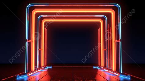 3d Rendering Of An Illuminated Neon Gateway Background 3d Render