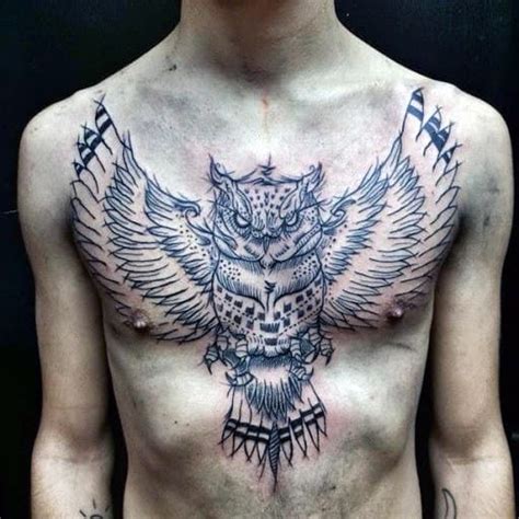 Owl Chest Tattoo Designs For Men Nocturnal Ink Ideas