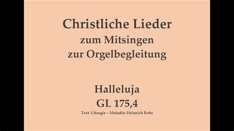 Halleluja Gl Halleluja Ruf Zum Mitsingen Zur Orgelbegleitung