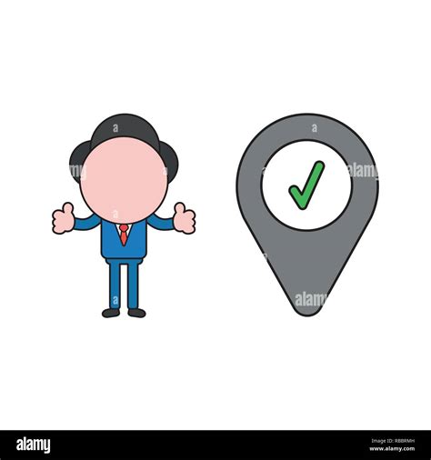 Vector Illustration Concept Of Businessman Character With Map Pointer