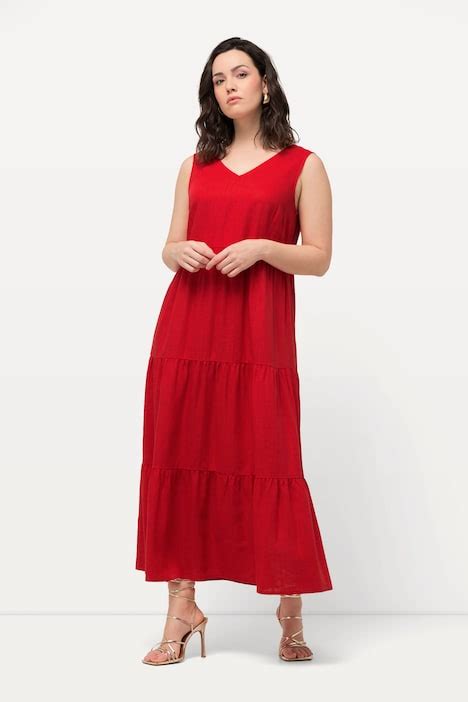 Robe sans manches en lin mélangé Silhouette en A évasée décolleté en