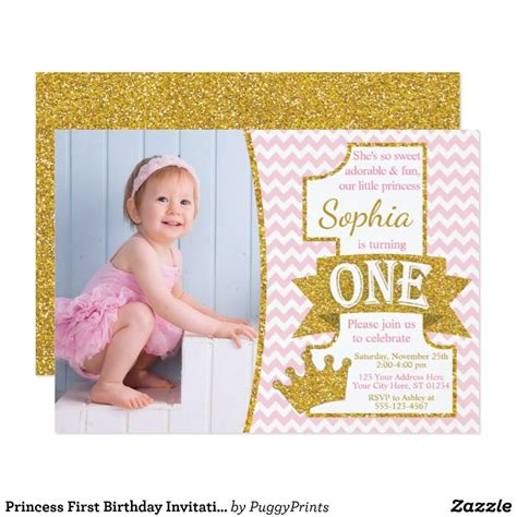 Gold First Birthday Invitation Faux Glitter Artofit